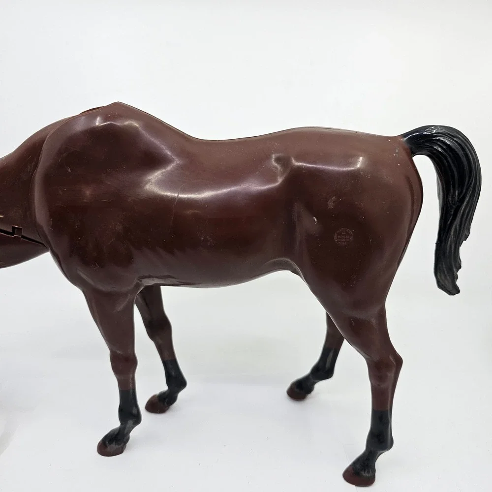 Vintage Louis Marx & Co Brown Horse Plastic 1970's Movable Neck Made in USA